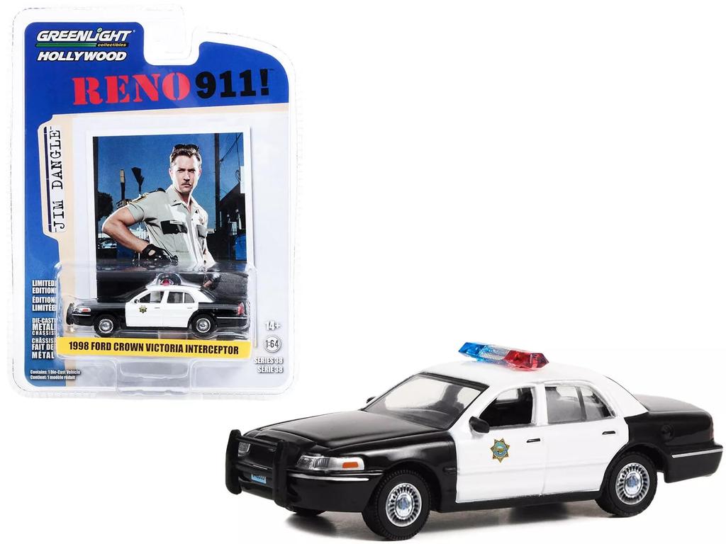 Greenlight Scale Ford Crown Victoria Police Interceptor TV Series Greenlight Crown Victoria Police Reno 1/64 "Reno 911!" 911! [Used]