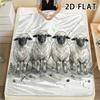 1Pc 2D FLAT Watercolor Sheep Print Flannel Blanket,High Quality Comfortable for All Seasons,Home Decor,Warmth and Comfort,Perfect for Christmas Gifts