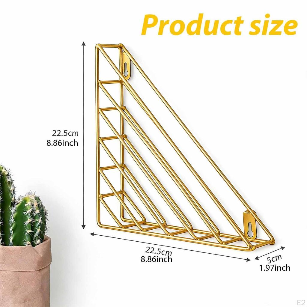 Triangle Wall Bookshelf Floating Book Shelf Space Saving Decorative Rack File Holder for Vinyl