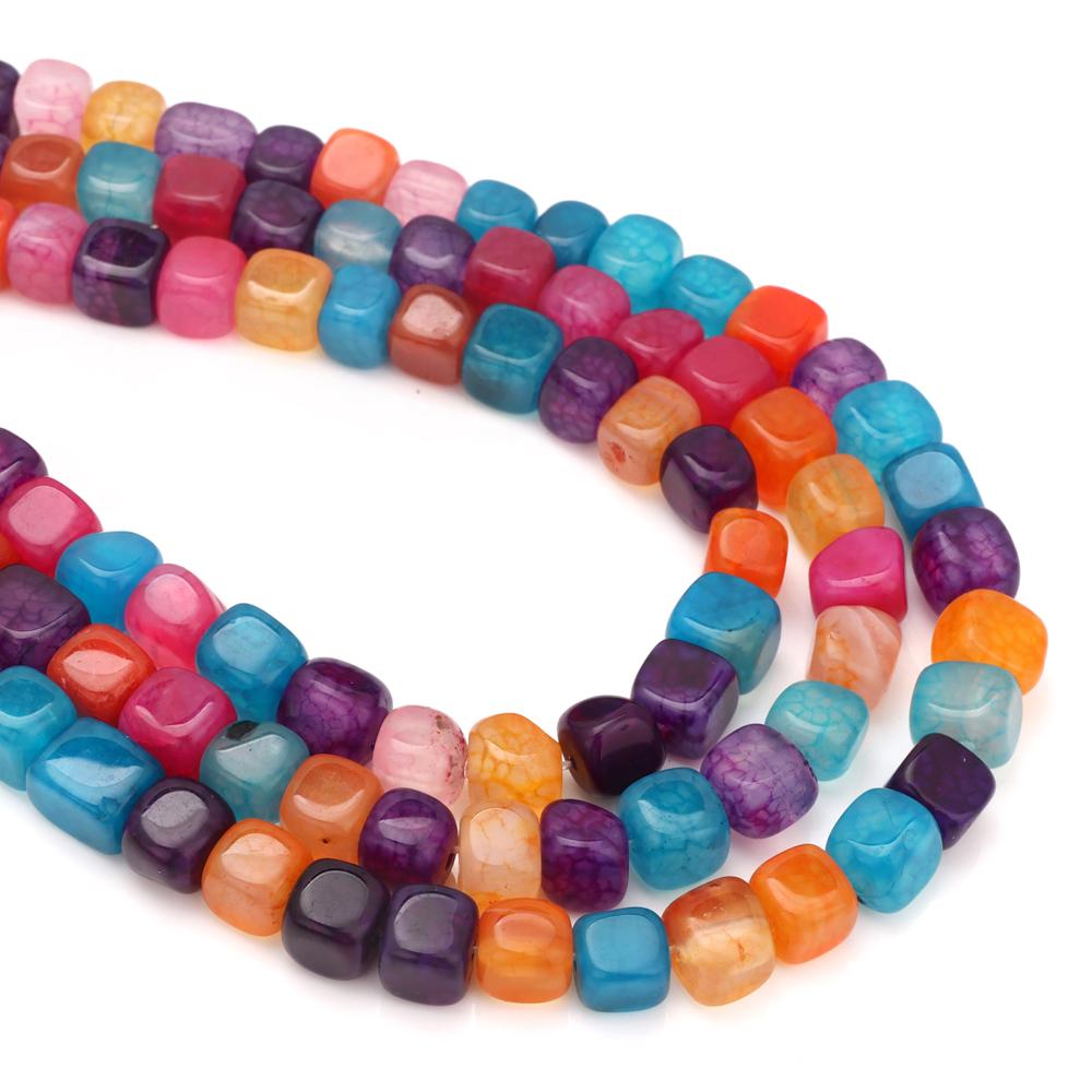 Natural Stone Square Cube Agates Beads Charm Loose Spacer Beads 6-8mm Jewelry Making Accessories Beadwork DIY Necklace Bracelets