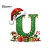 Holiday Tree Hanging Decor Personalized 26 Alphabet Christmas Ornament with Santa Hat Elf Design, Acrylic Cute Pendant for Mantel And Party
