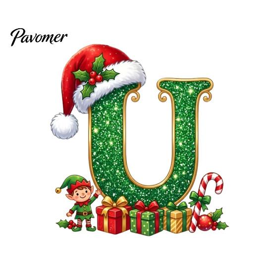 Holiday Tree Hanging Decor Personalized 26 Alphabet Christmas Ornament with Santa Hat Elf Design, Acrylic Cute Pendant for Mantel And Party