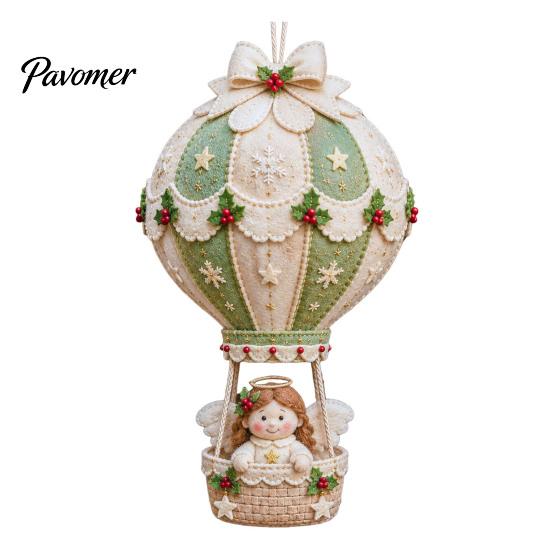 Fabric Sewing Projects for Adults Christmas Hot Air Balloon DIY Kit, 3D Felt Hanging Ornament Santa Family Craft Night Activities Snowman Reindeer