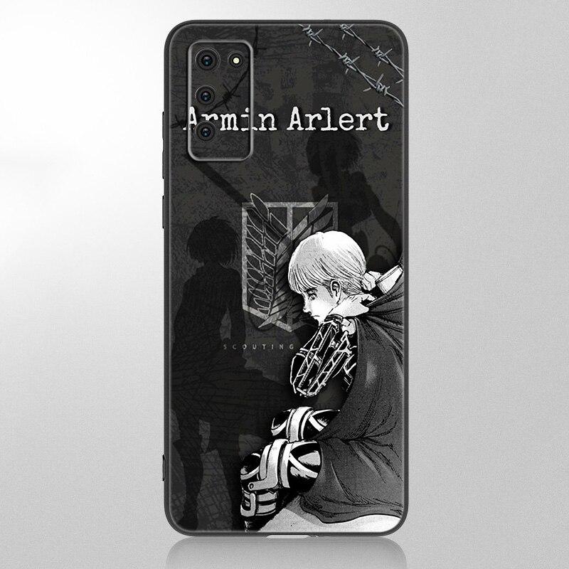 Husa Anime atac pe Titan pentru Samsung Galaxy A12 A02S A22 A32 A52 A72 A71 A51 A41 A31 A21 A11 A50 A70 A10S A20S Husa neagra