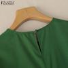 ZANZEA Rochie casual cu mânecă scurtă cu decolteu O cu broderie pentru femei