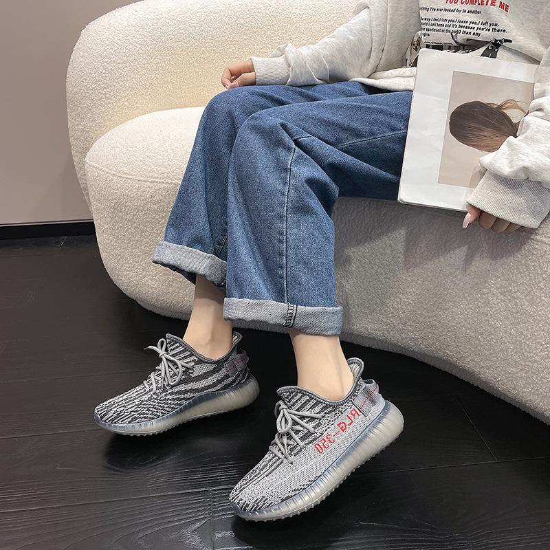 Spring and summer new coconut shoes women's 350 mesh breathable 2025 fly weaving light sports casual running net shoes tide