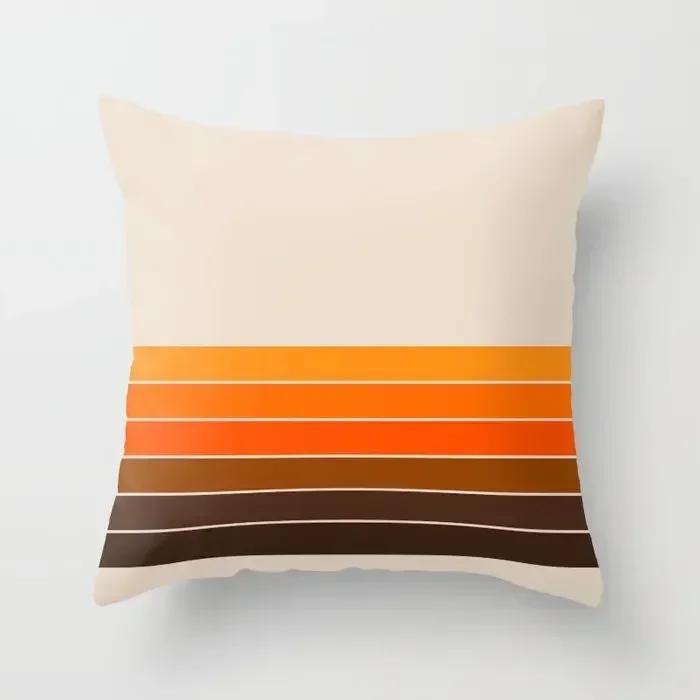 Retro Rainbow Tunnel Pattern Pillowcase Brown Plush Cushion Cover Living Room Bedroom Sofa Chair Home Decor Pillowcase 45X45Cm