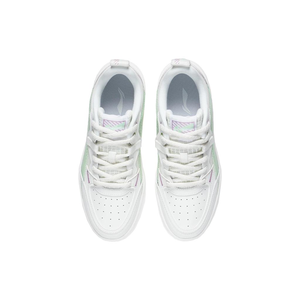 New LiNing Jade Star Cushioning Wear Resistant Low Top Skateboard Shoes Women's White Green AGCS086-3