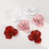 Exaggerated Metal Large Red Rose Flower Earrings for Women Europe America Personality Daily Commuter Jewelry Holiday Accessory