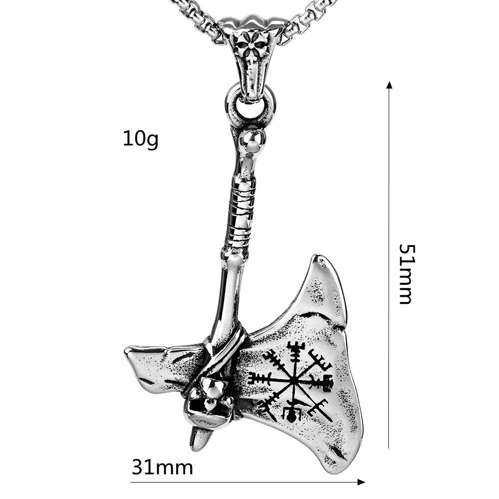 Europäischer und Amerikanischer Retro Edelstahl Herren Anhänger Personalisierte Wikinger Axt Anhänger Halskette