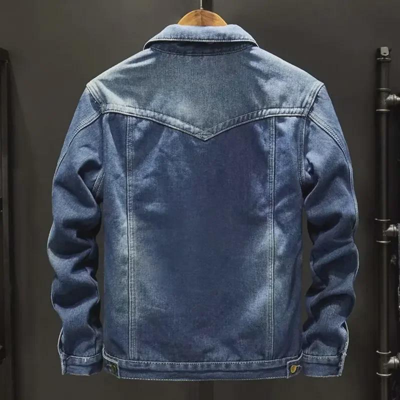 Men's Korean Style Thickened Velvet Denim Jacket - Trendy Loose Workwear with Japanese Influence