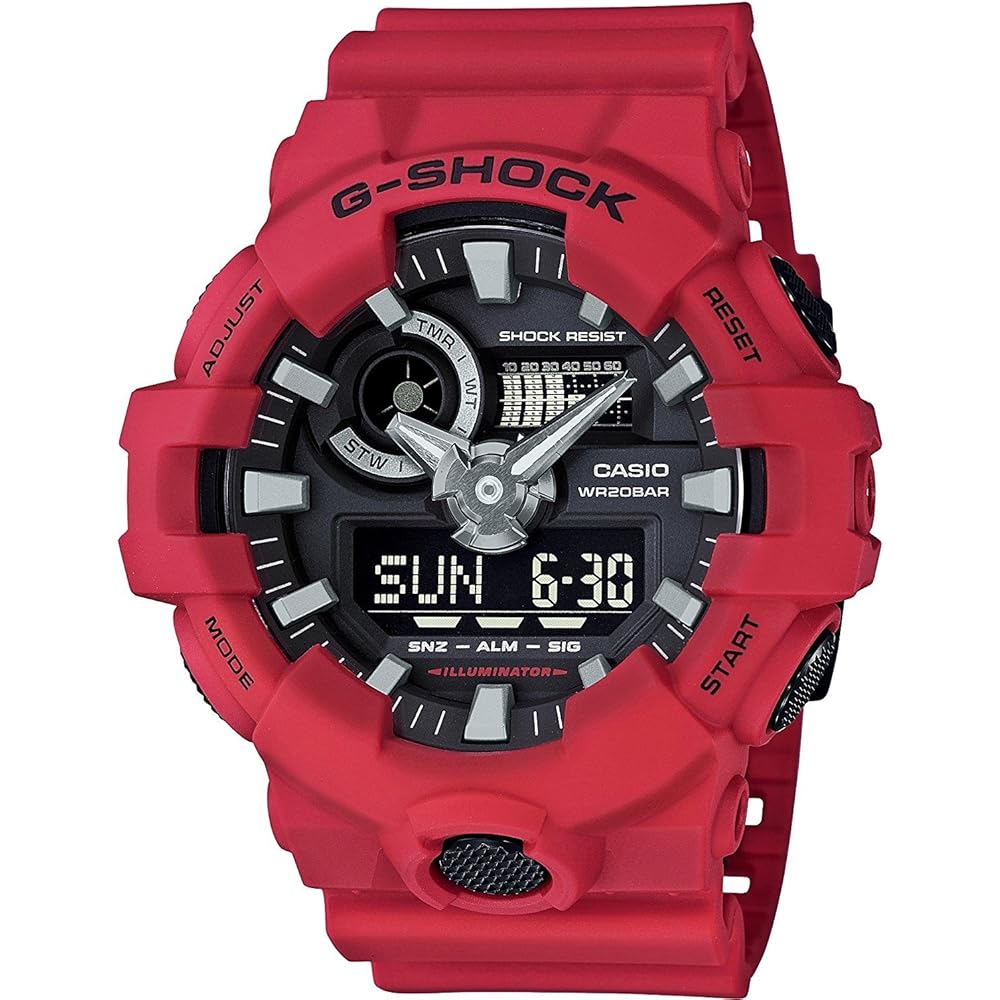 Casio G-Shock GA-700-4A Black Red Analog-Digital Watch Water Resistant Shockproof