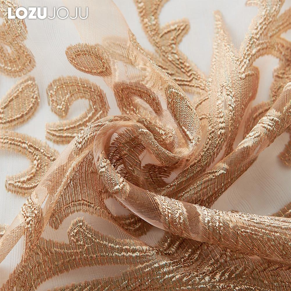 1 ks LOZUJOJU Evropský luxusní zatemňovací zlaté jednobarevné zatemňovací a žakárové průsvitné dvouvrstvé závěsy do ložnice, obývacího pokoje, domácí dekorace