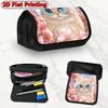 2D Flat Printing 1pc Cute Cat Pink Design Double Layer Flip Pencil Case - Large Capacity Zipper Closure, Suitable for Schools, Offices, And Travel, Id