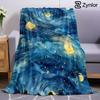 Starry Night Inspired Cartoon Anime Print Flannel Blanket Soft Warm Throw for Kids Bedroom Sofa Bed Christmas Office Car