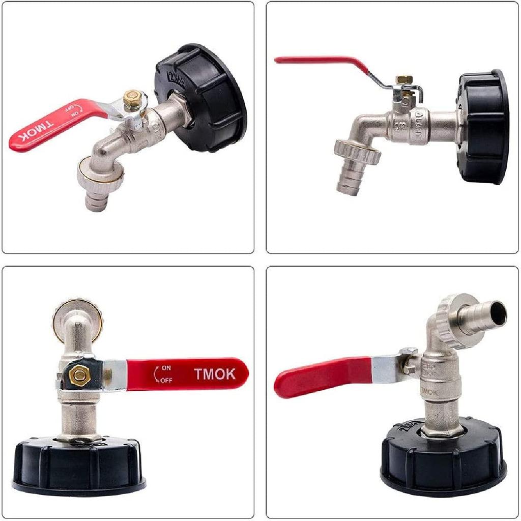 Złącze kranu do zbiornika IBC z gwintem grubym S60x6 X 1/2'' 3/4'' Adapter do złącza wodnego 1000L Garden Home Zamienny zawór przyłączeniowy