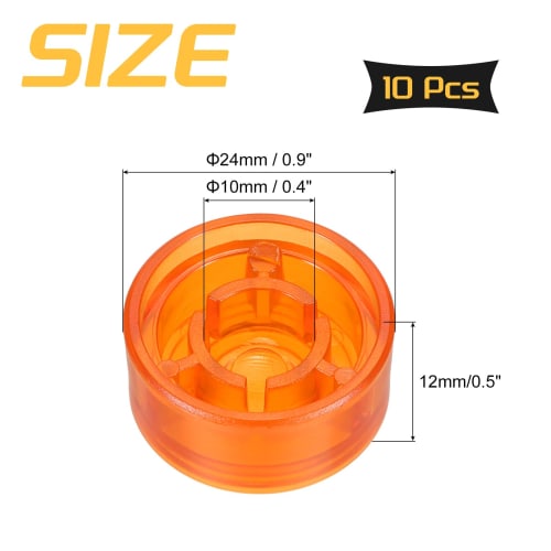 uxcell 10pcs Footswitch Toppers Guitar Pedal Button Caps Plastic Footswitch Top Covers 3/8 Inch for Guitar Effect Pedal Buttons, Orange