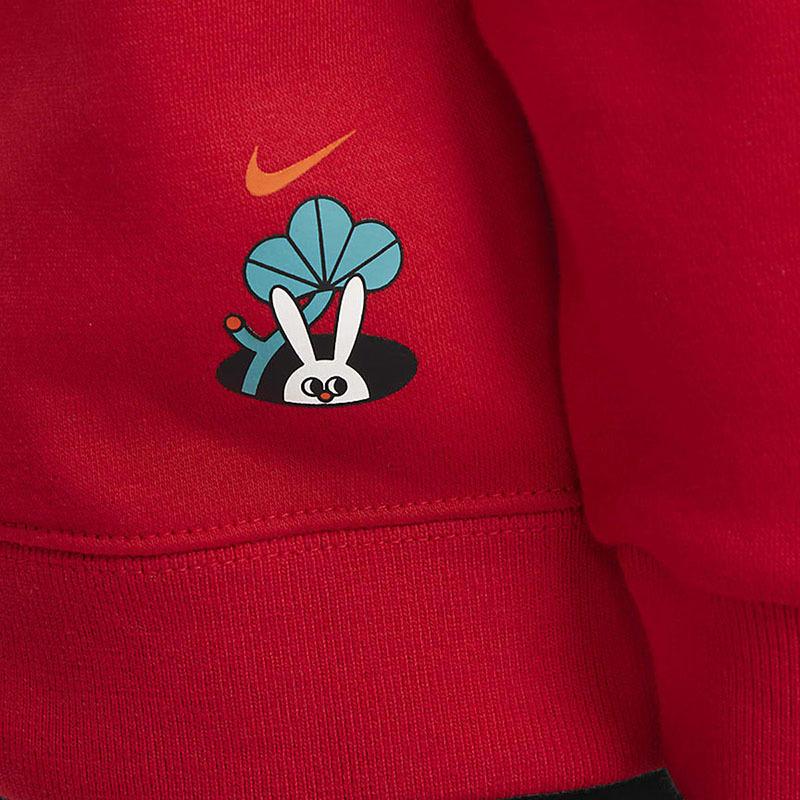 Nike Soft And Comfortable Micro Logo Illustration Crewneck Sweatshirt Kids sweatshirt Red FJ9729-657