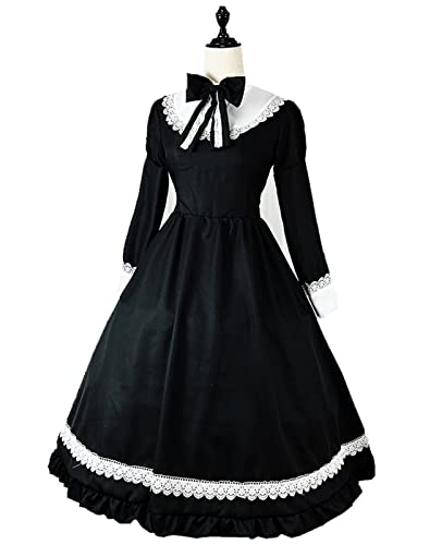 [NOKIJP] Maid Costume, Cosplay, British Style, Lace, Ribbon, Long Sleeves, Short Sleeves, British Style, Halloween, Formal, Maid Cafe, Coffee Shop, Co