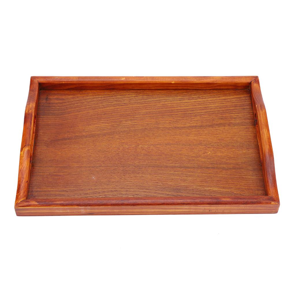 Wooden Serving Tray, 11.89 X 7.95 Inches, Rectangular Wooden Serving Platter with Rustic Handles for Breakfast in Bed, Coffee Table, Kitchen, Dining R