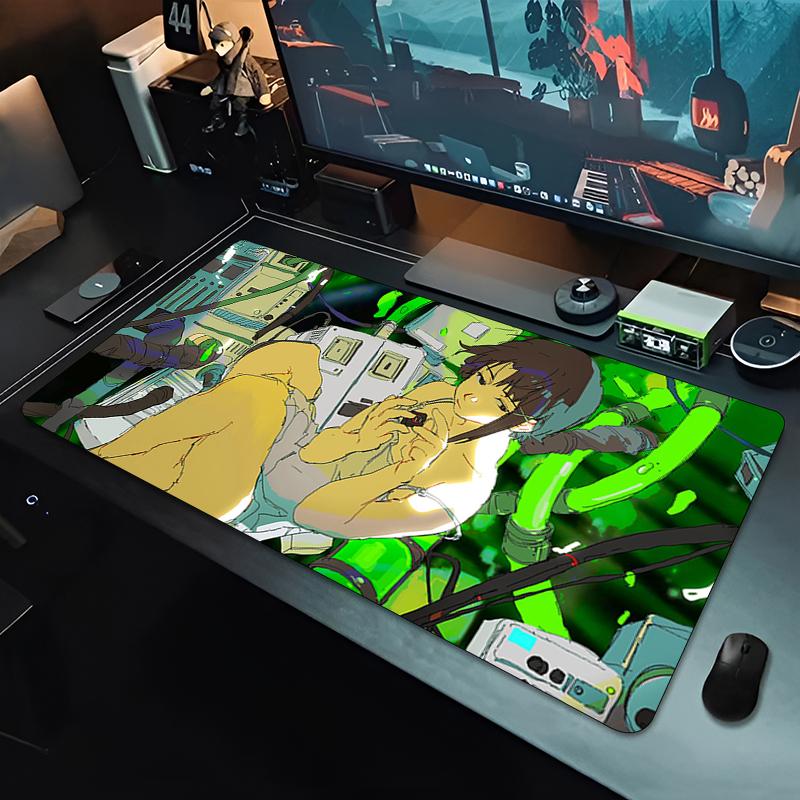 Anime Mauspads Gamer Computerzubehör Schreibtischunterlage x Serial Experiments Lain Gaming Büro Mauspads XXL Großer PC Teppich