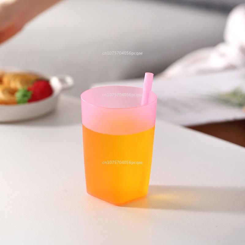 Straw Tumbler Plastic Sippy Drinking Cup for Children and Adults Mug Drink Solid Food-grade Plastic Straw Cup Kids Water Bottle