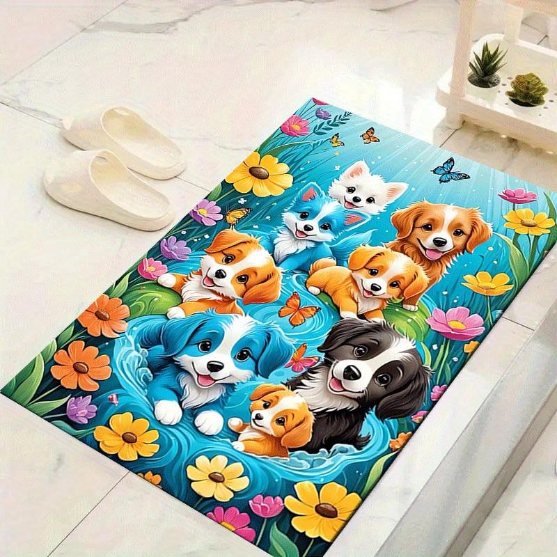 

1pc Cute puppy family Print, Design Indoor Area Rug, Soft, Anti-Slip, and Durable Gaming Room Decor for Bedroom, Living Room, and Exercise R 60cm by 90cm