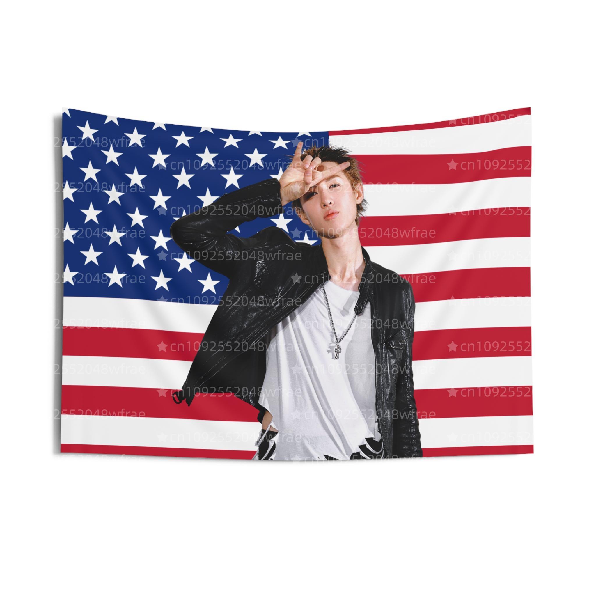 Kpop Cortis Captain Martin Pink American Flag Wall Tapestry Unique Home Decor Kpop Lover Gift Art Korean Pop Music Fan Gift 74x94cm(29x37in)