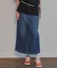 Mc Wood Gun Ronas 7993 Spandex Denim Whisker Medium Indigo Long Skirt