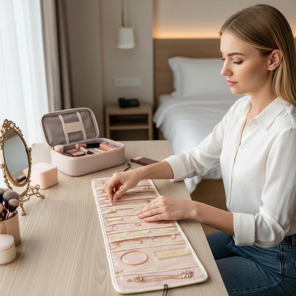 Travel Jewelry Case Organizer Pouch With Zipper Pockets Girls Rings Jewelry Travel Case For Earrings Rings Bracelets Watch