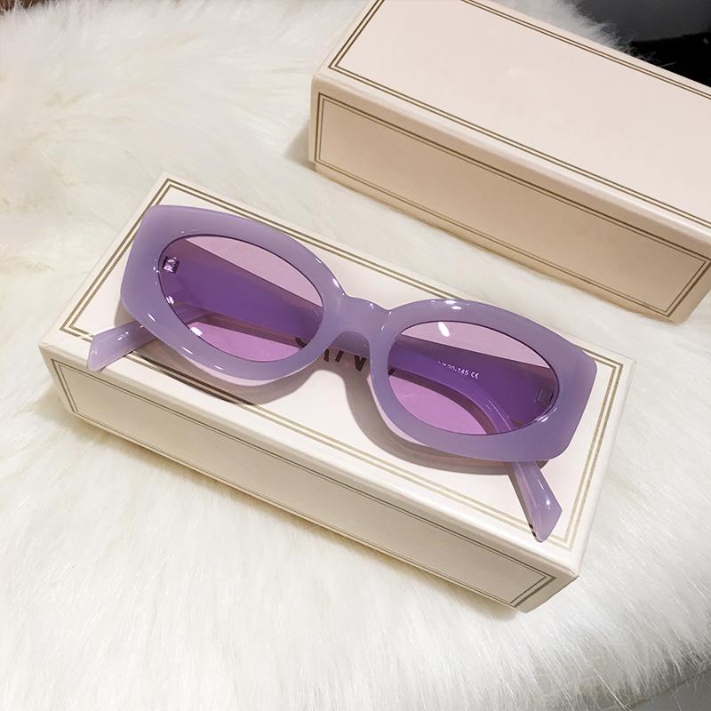 Laurinny Trend New Green Rectangle Sunglasses Women Brand Designer Retro Blue Oval Frame Shades Sun Glasses Female Lens Uv400