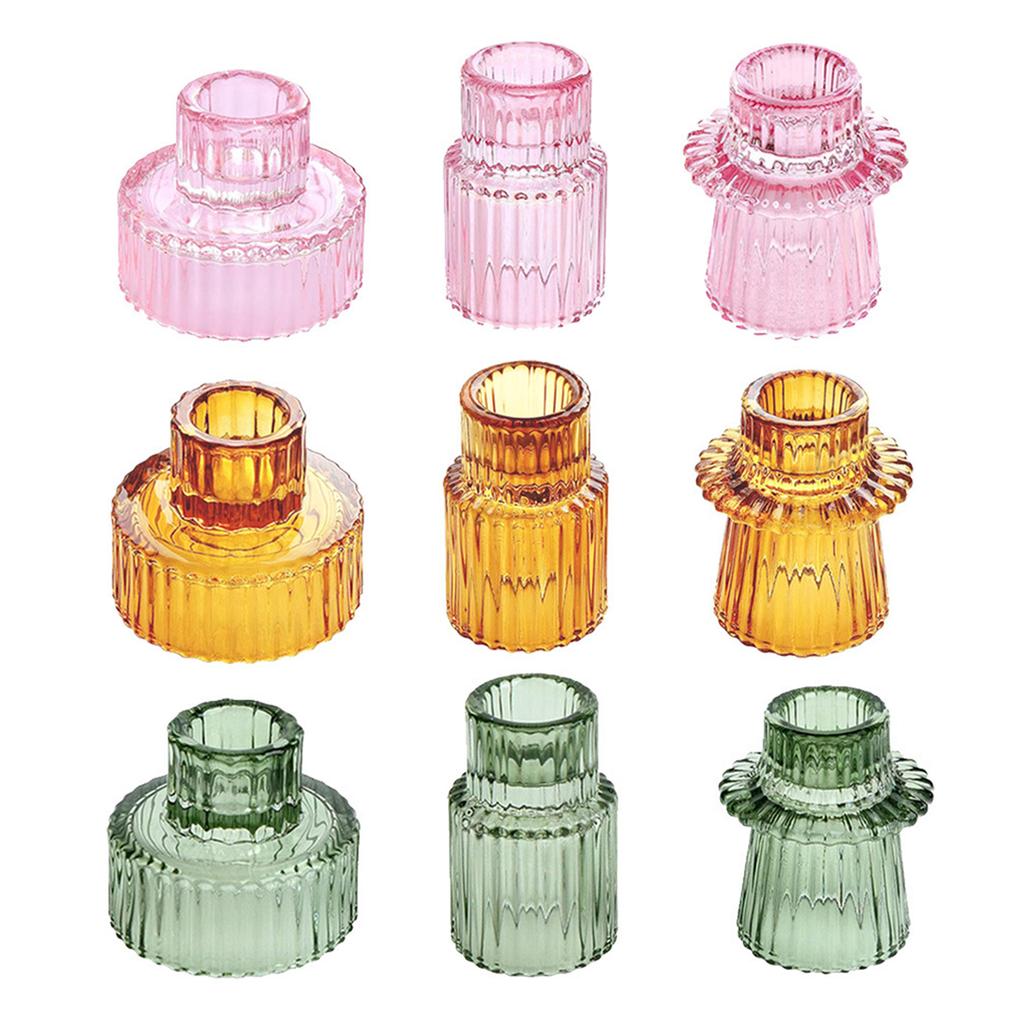 Glass Taper Candle Holders Clear Small Candlestick Holders Candleholder Centerpieces for Dining Table Fireplaces Decors