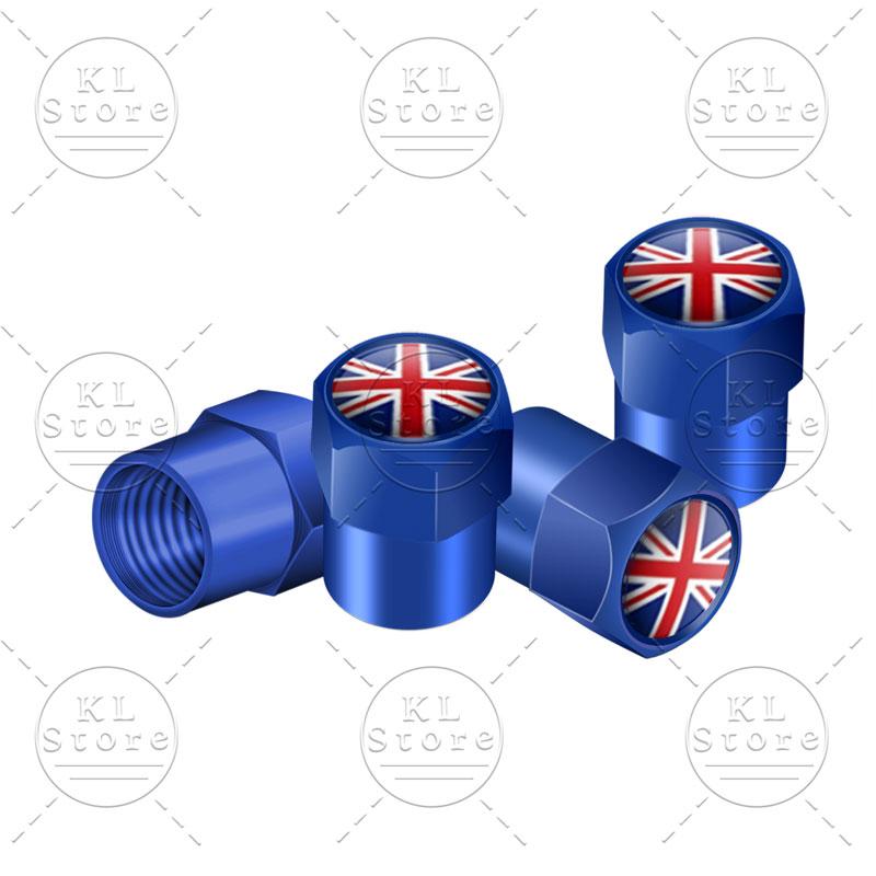 Exterior 4Pcs United Kingdom National Flag Badge Car Wheel Tyre Tires Valve Stem Caps Dust-proof Cover For Universal Automobiles