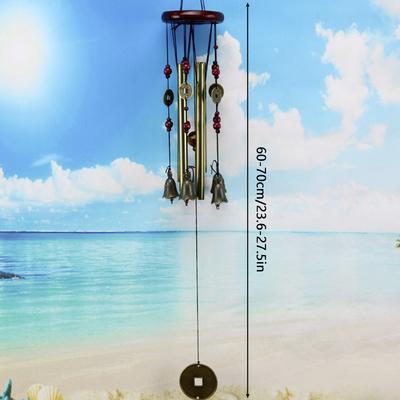 Wind Chimes for Outside Tubes Bells Copper Wind Chime Retro Bronze Hanging Decoration Feng Shui Lucky Wind Bell for Window Yard