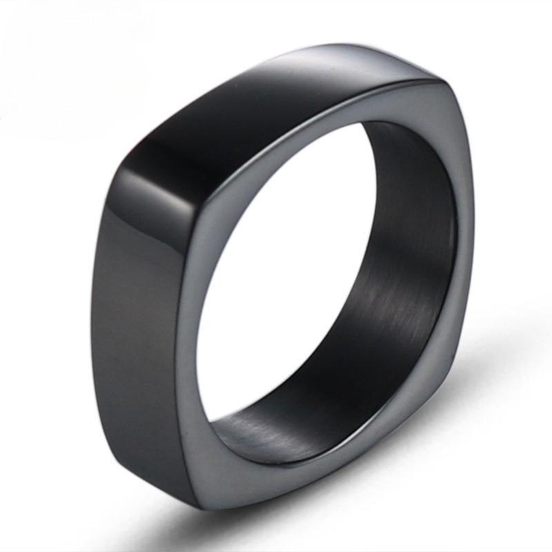 2026 European and American Fashion Smooth Men's Titanium Steel Ring, Simple Square Ring Jewelry with Personality