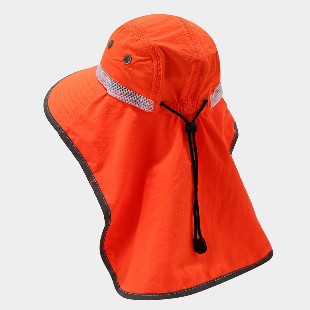 High Visibility Reflective Hat For Sanitation Workers Fluorescent Color Design With Neck Shield for Sun Protections