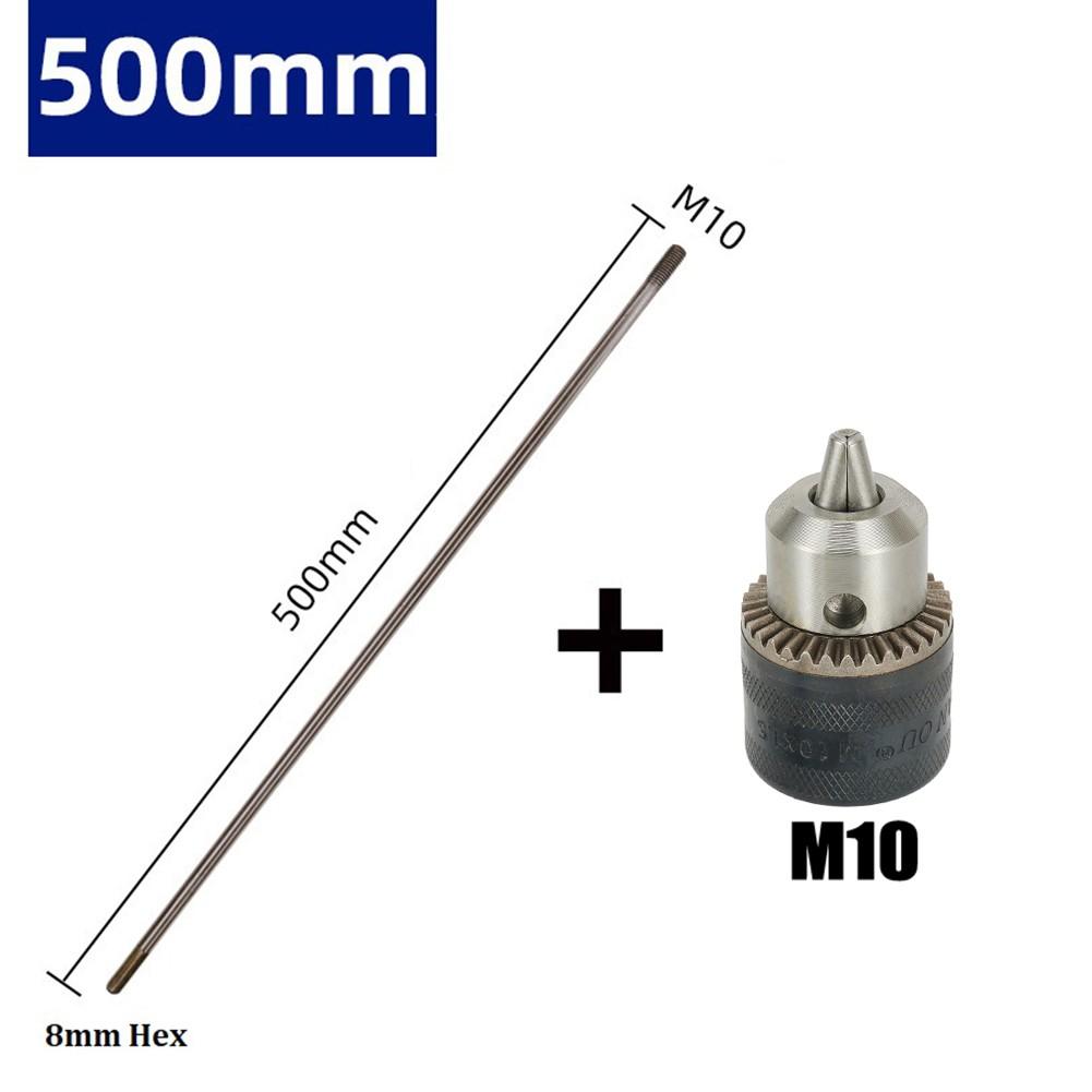 M10 Chuck Drilling Connect Rod Silver 8mm Hex Shank