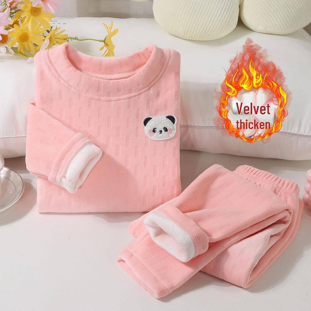 Kids' Cozy Velvet Pajama Set for Boys and Girls - Thick, Two-Piece, Autumn/Winter Wear