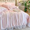 Light Luxury French Chiffon Side Bed Set Four-piece Set Washed Skin-friendly Breathable Bed Sheet Quilt Cover Pillowcase