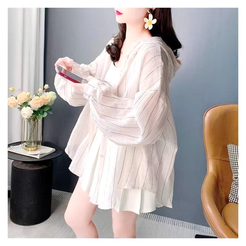 Hooded Hot Selling Comfortable Versatile Fashion Women's Loose Stripe Shirts Casual Loose Hot Selling Tops Long Sleeve