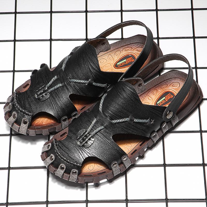 Fashion Quick Dry Men's Sandals Summer Leisure Beach Flats Holiday Outdoor Male Slippers Comfortable Casual Sandals Leather Flip Flops