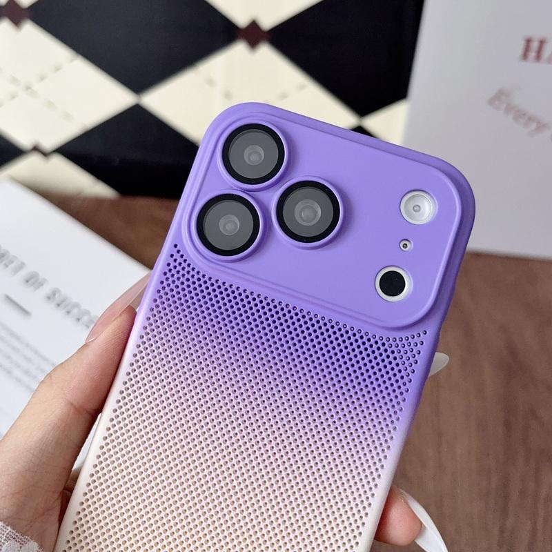 Gradient Heat Dissipation Case For iPhone 17 Pro Max 16 15 14 13 Pro Max Lens Protector Shockproof Hard PC Matte Back Cover