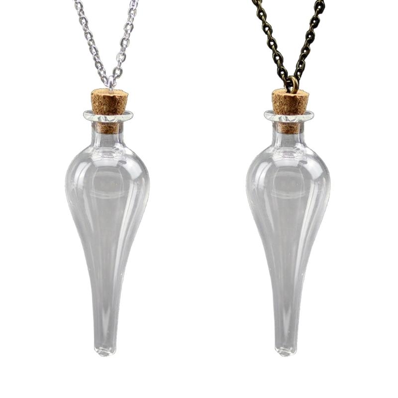 Collana con Bottiglia Magica Vintage Fai da Te Tappo Sughero Pozione Goccia d'Acqua Portafortuna Amuleto Catena per Maglione Gioielli alla Moda Regalo per Ragazze