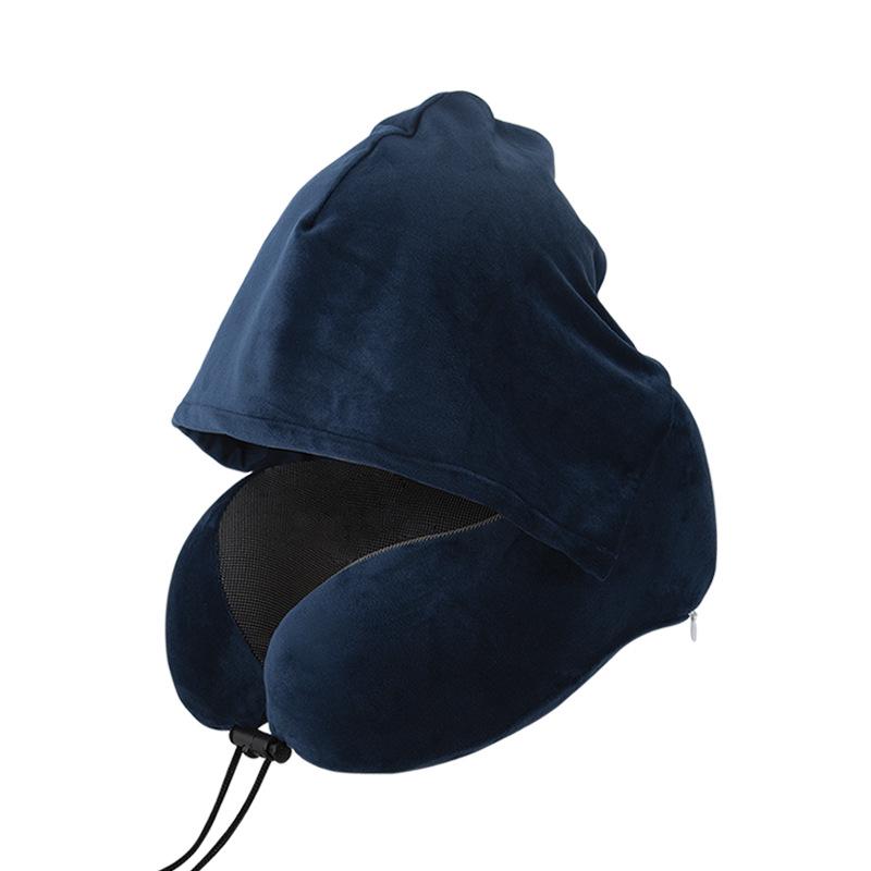 Particle U-Shaped Hooded Neck Pillow: Multi-functional, Light-Blocking, Breathable, for Airplane Nap & Lumbar Support