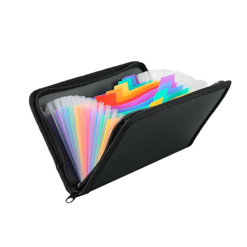 A6 Mini Accordion Bag with Rainbow Edging - Multi-layer Receipt Storage Folder with Zipper