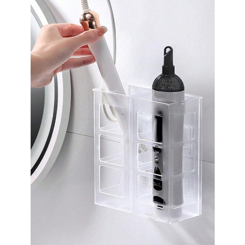 1pc No-Drill Wall Mounted Hair Tool Organizer - Adjustable Height Storage Rack For Hair Dryer, Curling Iron & Straighteners