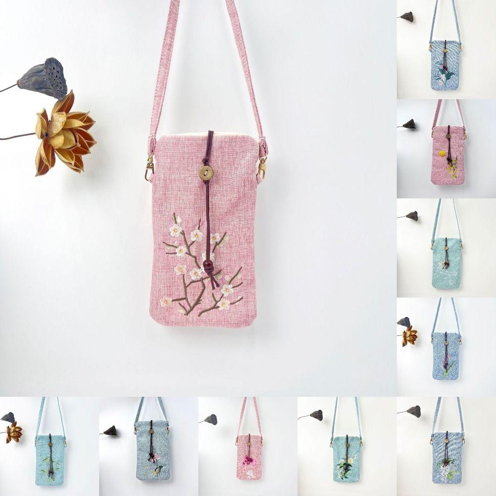 

Flowers Crossbody Bag Chinese Style Coin Purse Antique Phone Bag Women