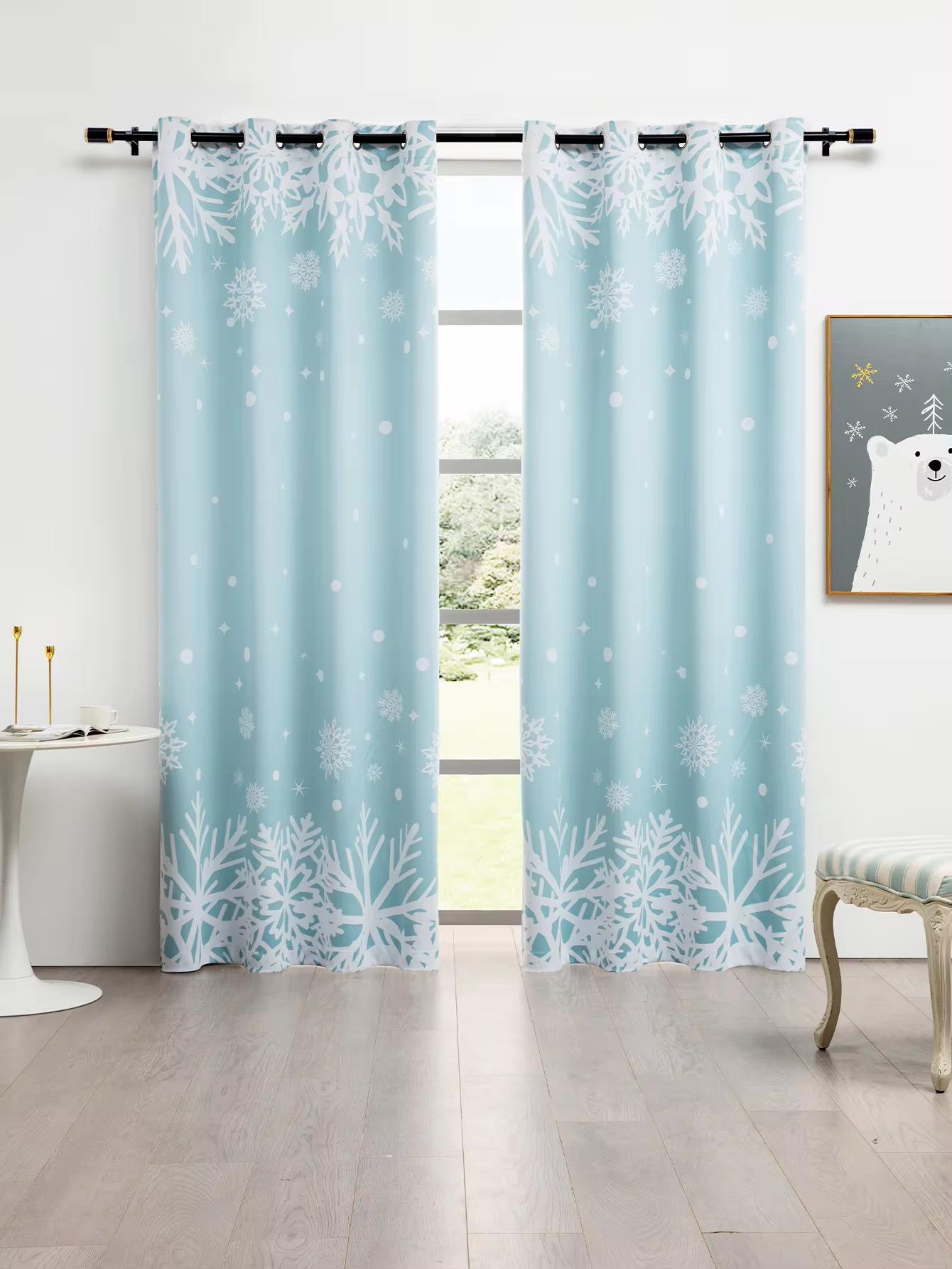 

Hegufusmy 1PCS Снежинка Декоративная затеняющая штора используется для гостиной, спальни, кабинета, домашнего декора 63 84 95 штамповка 138x160cm&Grommet Top