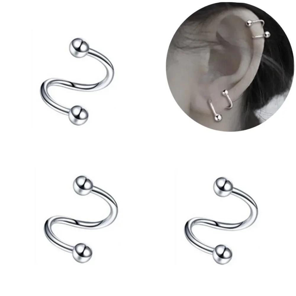 5/10/20pcs 3mm Steel Ball Spiral Ear Helix 6/8/10mm Twist Bar Ear Cartilage Tragus Lip Eyebrow Body Piercing