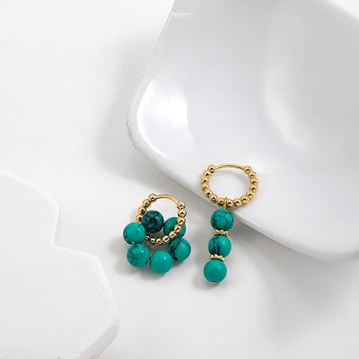 Orecchini asimmetrici con fiore margherita Orecchini pendenti geometrici in pietra naturale per donna Orecchini a cerchio in acciaio inossidabile Gioielli Boho